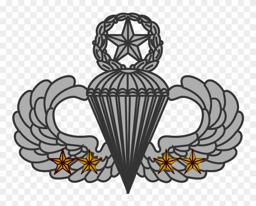 Master Parachutists Badge With 4 Combat Jumps - Parachutist Badge #1292675
