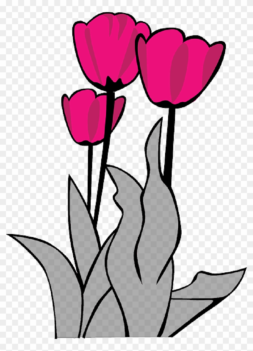 Tulips, Flower, Flowers, Cartoon, Spring, Free - Spring Clip Art Flower #1293118
