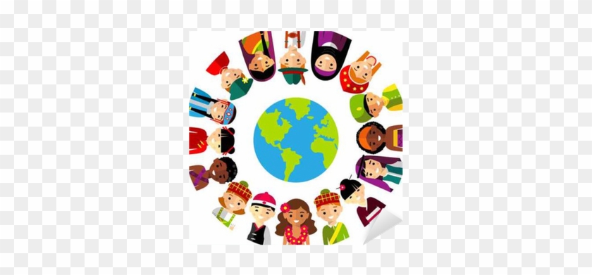 Vector Illustration Of Multicultural National Children, - Cultures Around The World Clipart #1293351