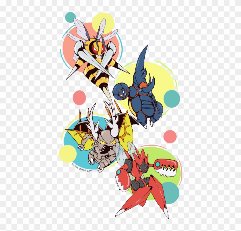 Pokemon Fanart Bug Bugs Heracross Scizor Beedrill Pokemon - Pinsir Heracross Scizor Beedrill #1293466