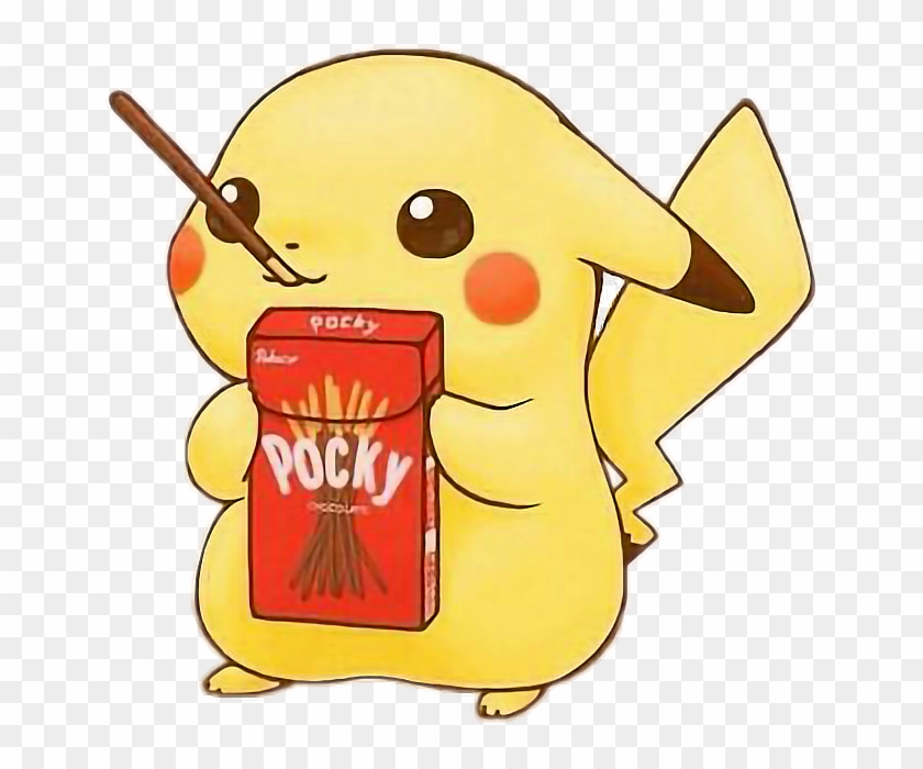 💖not My Art💖 Pikachu Is Eating Pocky Kawaii Pikachu - Kawaii Pikachu #1293522