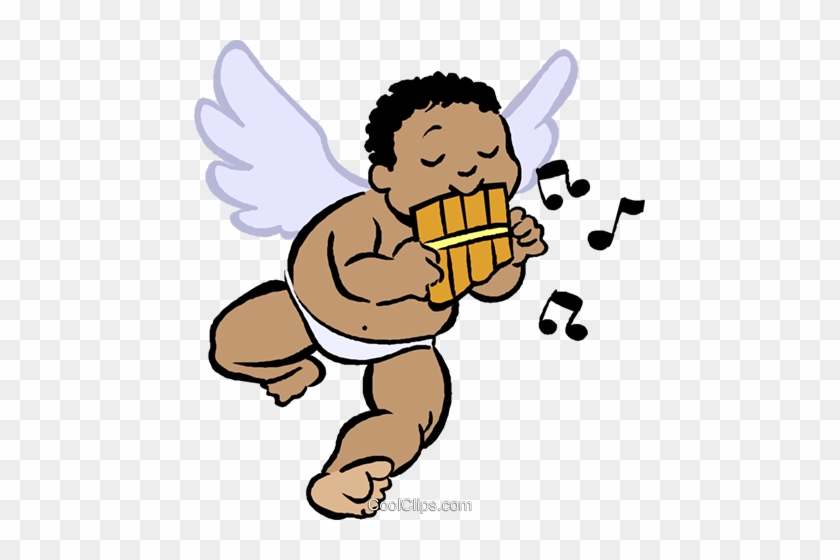 Cupid Playing A Flute Royalty Free Vector Clip Art - Cherub Cartoon #1293832