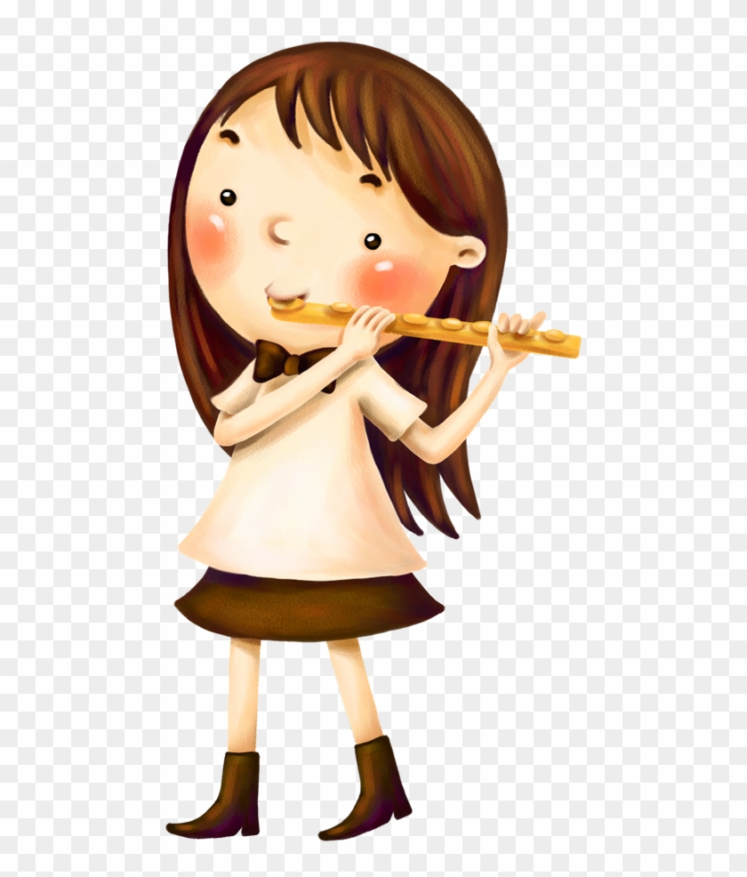 Flute Musical Instrument Child - Girl Playing Flute Clipart #1293866