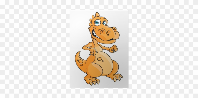 Cute Orange Cartoon Dragon Or Dinosaur Poster • Pixers® - Dinosauirios Dibujo #1293926