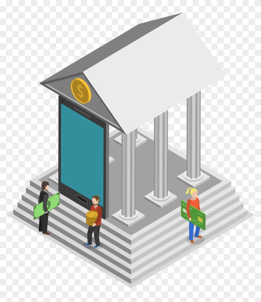 Mobile Banking Isometric Projection - Vector Graphics #1294324