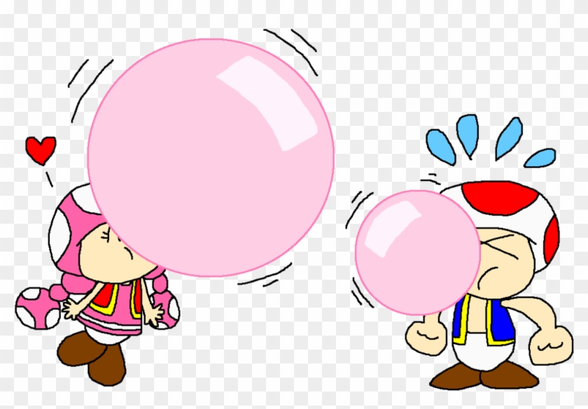Toad And Toadette Blowing Bubbles By Pokegirlrules - Cartoon #1294448