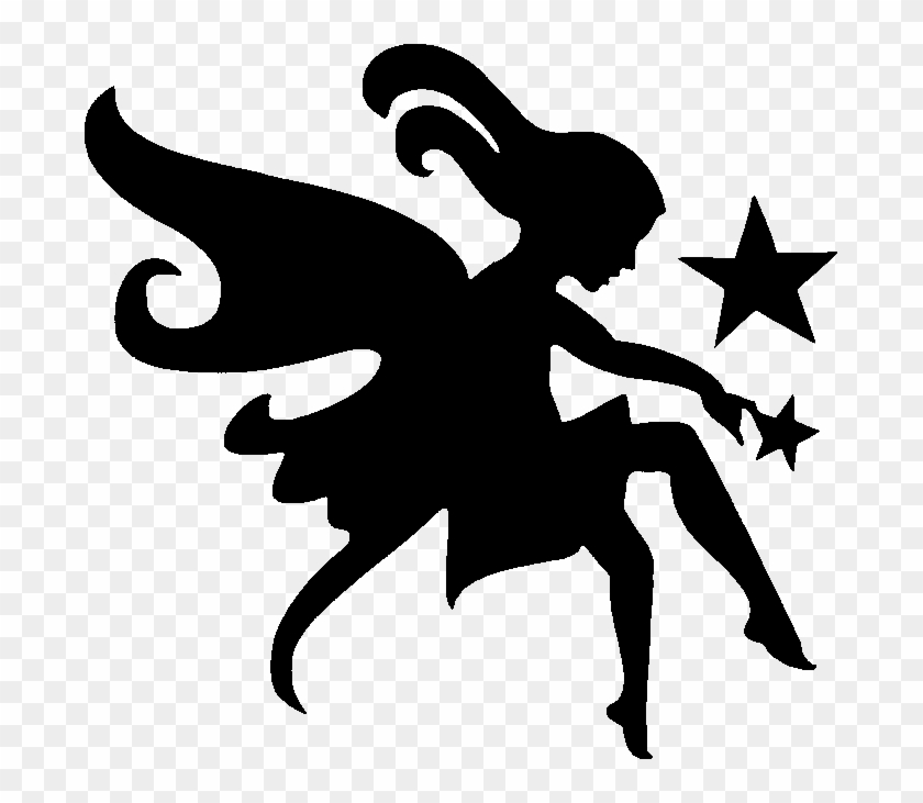 Cool Silhouette Fairy With Stars Tattoo Stencil - Fairy Stencil Art #1294745