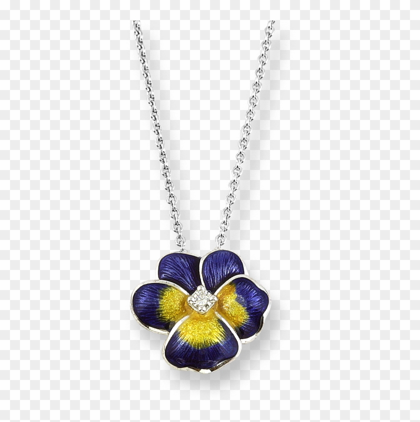 Nicole Barr Designs Sterling Silver Pansy Necklace-purple - Nicole Barr Sterling Silver Enamel & Diamond Pansy #1294915