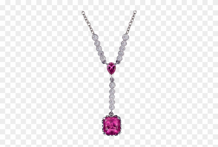Radiant Pink Sapphire And Diamond Necklace - Pendant #1294930