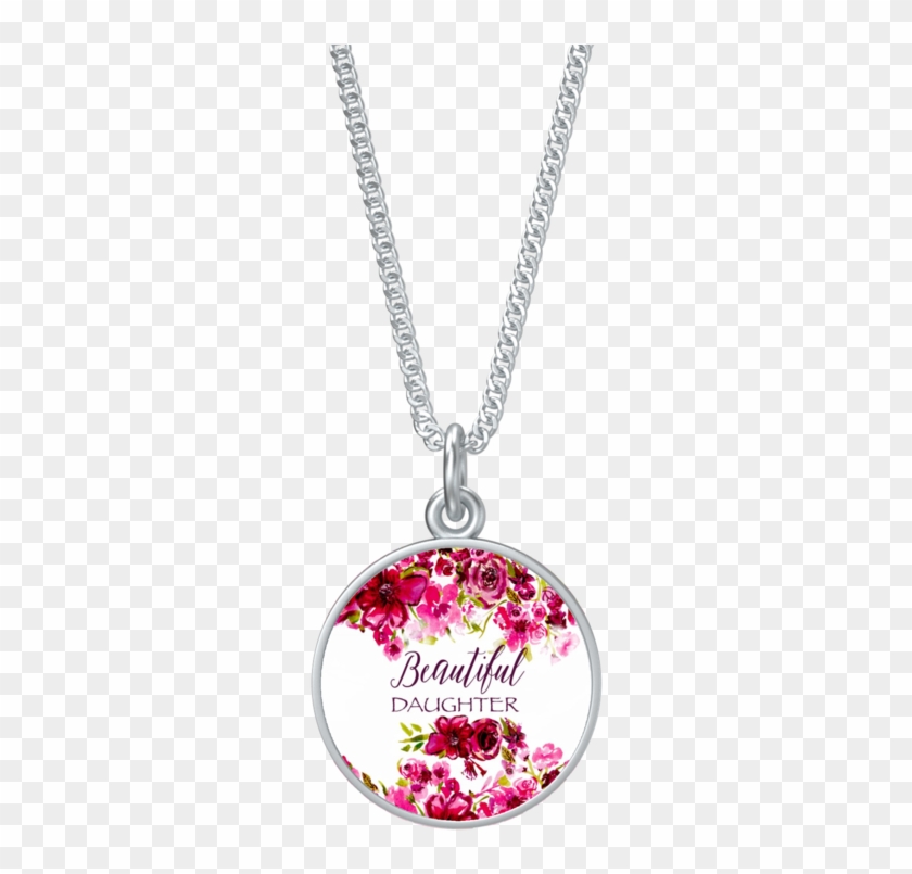 Beautiful Daughter Round Silver Necklace - Necklace #1294956