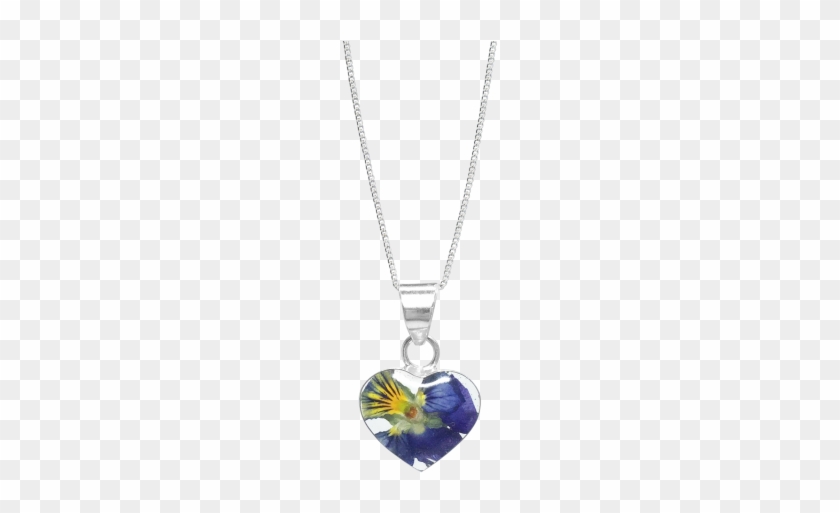 Blue Viola Necklace Small Heart Sterling Silver - Blue Viola Necklace – Small Heart – Sterling Silver #1294973