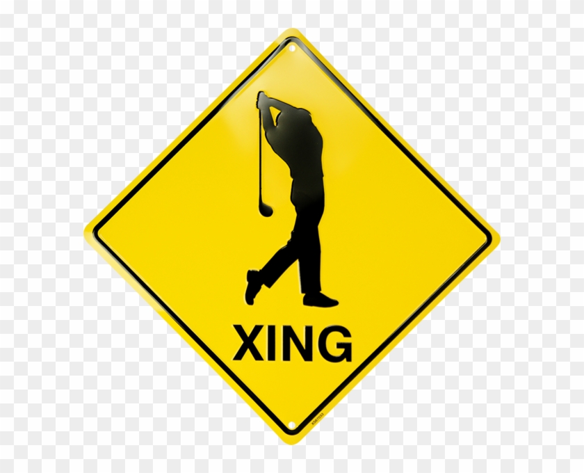 Xs67033 - Golfer Xing - Slippery When Wet Road Sign #1295092