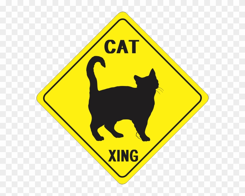 Black Cat Animal Crossing Signs Image - Right Turn Ahead Sign #1295114