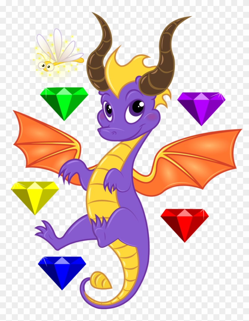 Spyro And Sparx With Sparkly Gems By Sontine - Spyro The Dragon Gems #1295328