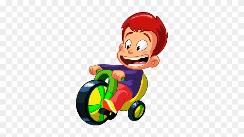 Baby Boy On Bicycle Clipart - Baby Bike Cartoon Png #1295484