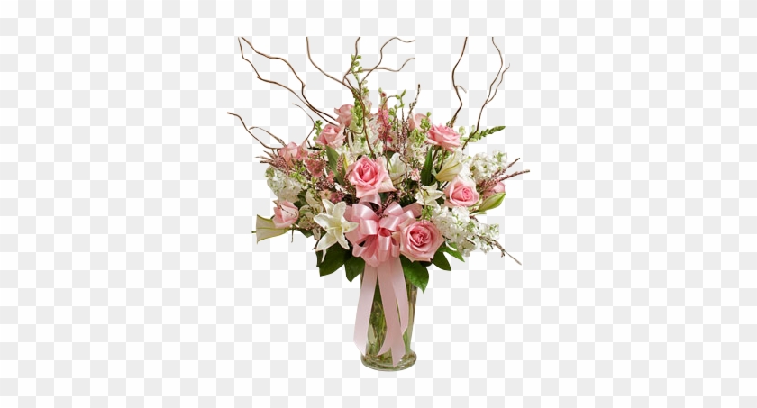 Beautiful Pink & White Vase Arrangement In Houston, - Big Flower Arrangements In Vase #1295594