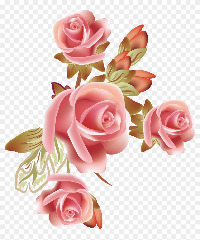 Rose Flower Clip Art - Pink Roses Vector Png #1295831