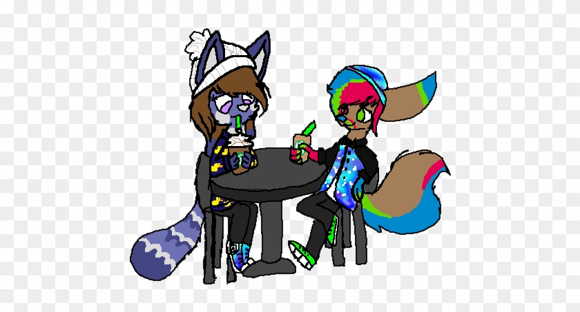 Two Idiots Drinking Coffee By Onyxthecatandwolf - Cartoon #1295883