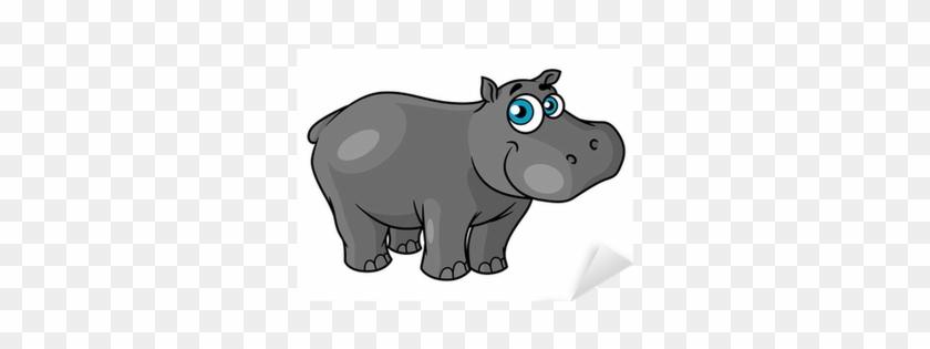 Cute Cartoon Baby Hippo With Blue Eyes Sticker • Pixers® - Cartoon Hippo #1295964