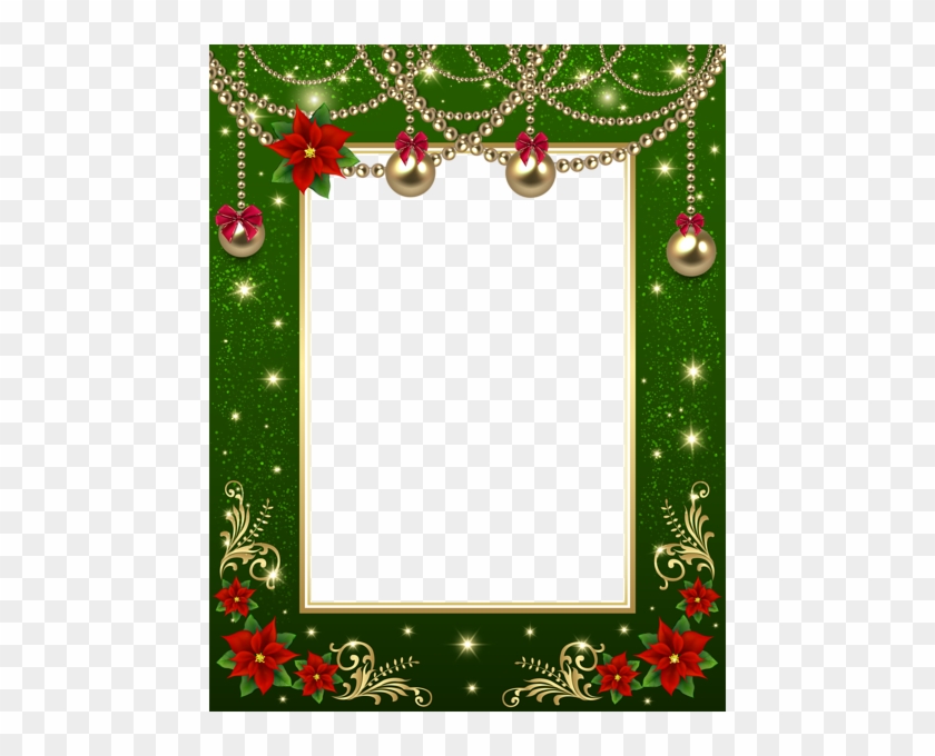 Christmas Transparent Png Photo Frame Green - Festive Golden Green Quality A4 Transparent Photo Frame #1296054