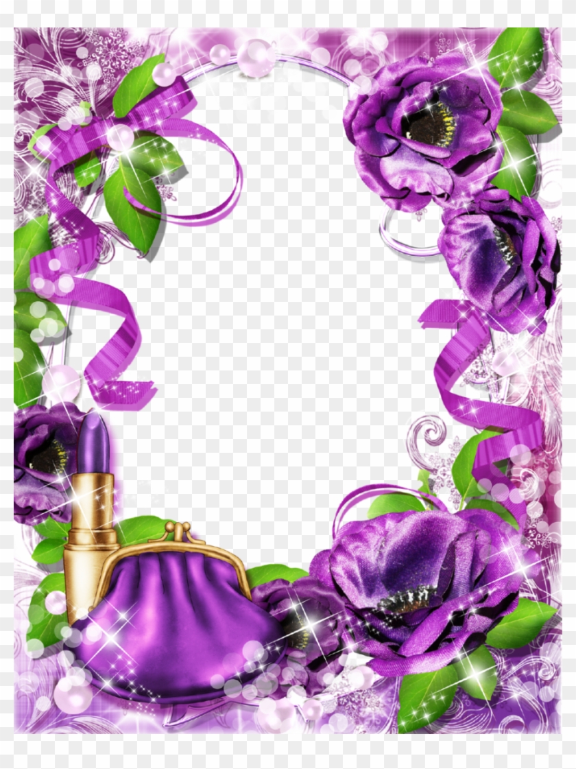 Purple Flower Borders And Frames Download - Frame For Purple Rose #1296179