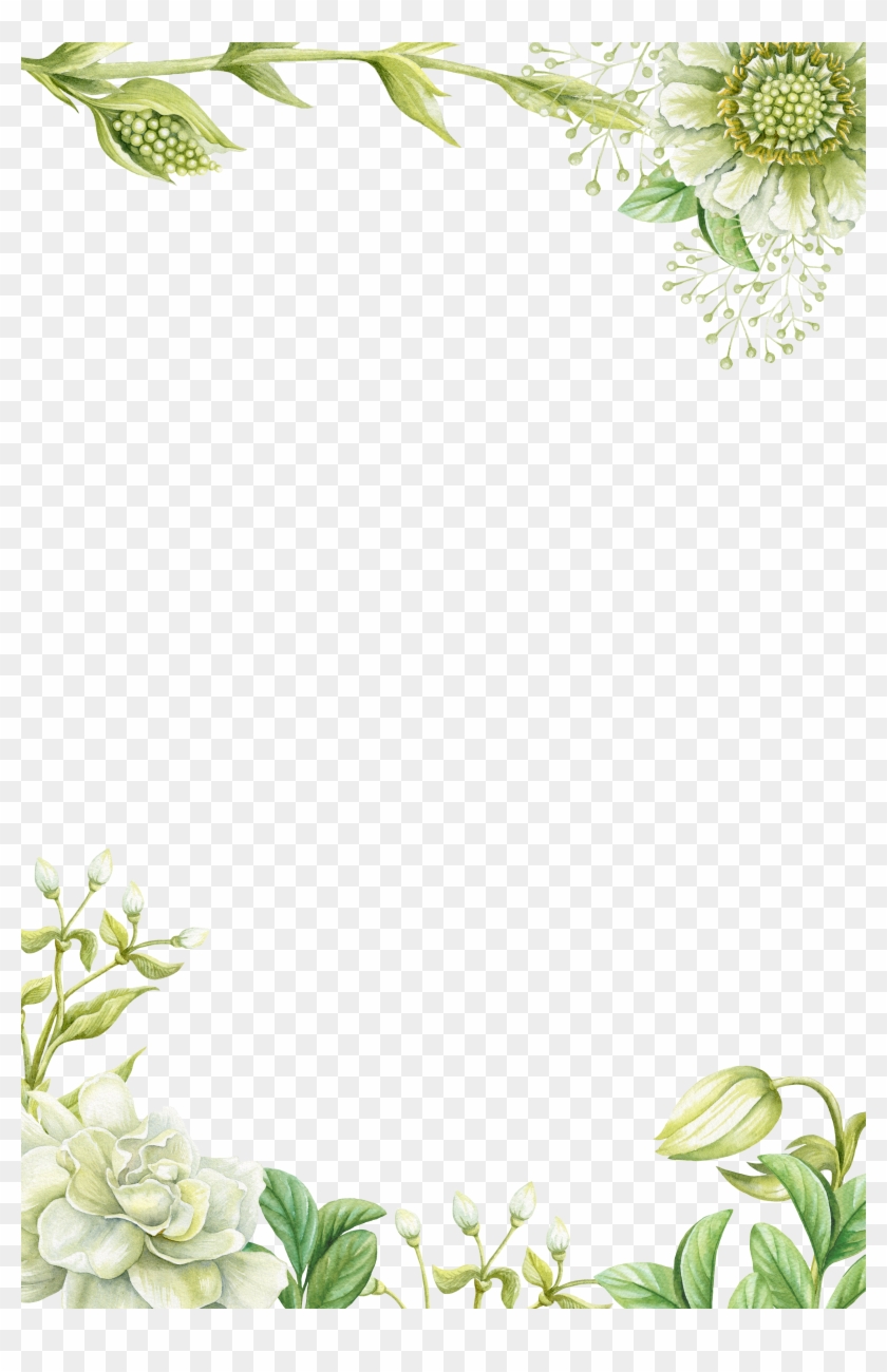 Green Hand-painted Flower Borders 3543*5315 Transprent - Green Flower Border Png #1296218