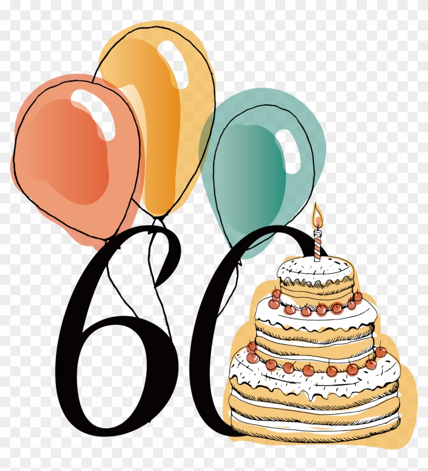 60th Anniversary Birthday Vector 2146*2265 Transprent - Balloon Watercolor #1297248