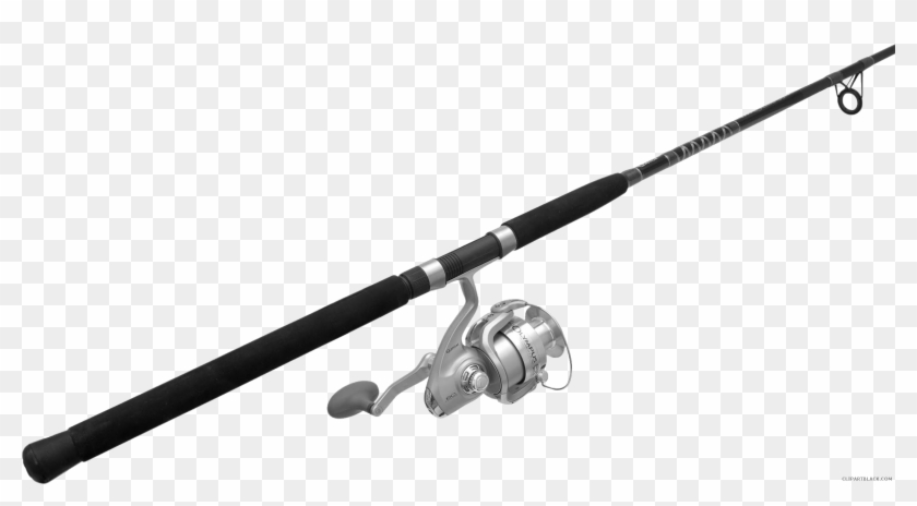 Fishing Pole Tools Free Black White Clipart Images - Fishing Rod And Reel -  Free Transparent PNG Clipart Images Download