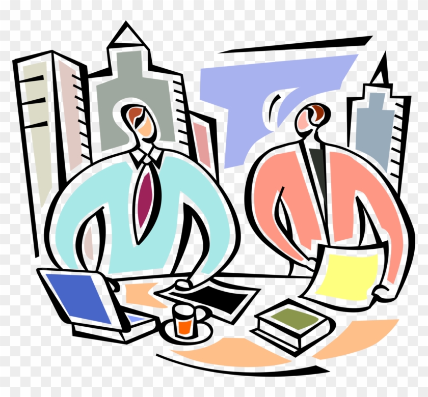 Vector Illustration Of Business Associates Meet And - Vector Illustration Of Business Associates Meet And #1297837