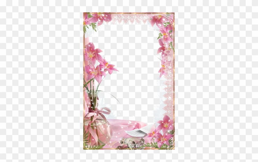 Lírios Cor De Rosa - Pink Flower Frame Png #1298168