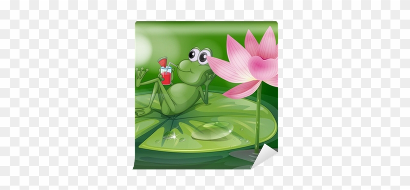 Illustration Of A Frog Above The Water Pillow Case #1298648