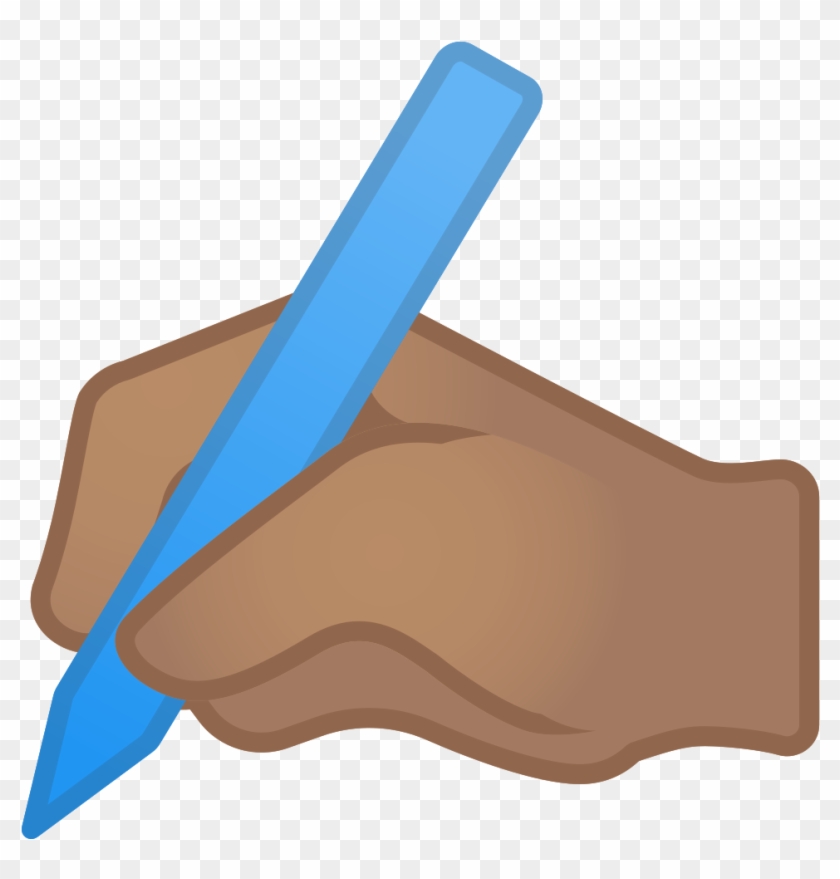 Writing Hand Medium Skin Tone Icon - Emoji Writing Png #1298681