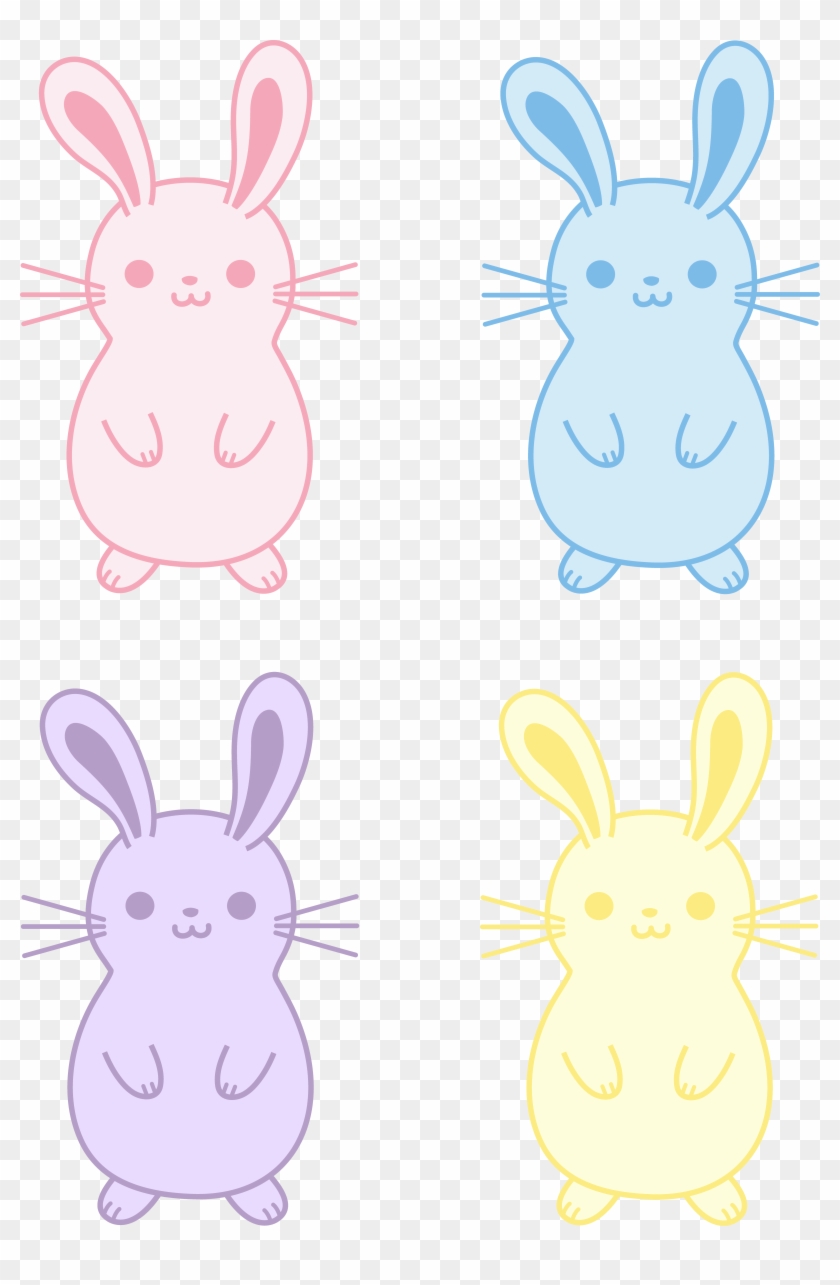 Set Of Four Cute Easter Bunnies - Adorable Easter Bunny Cartoon #1298702