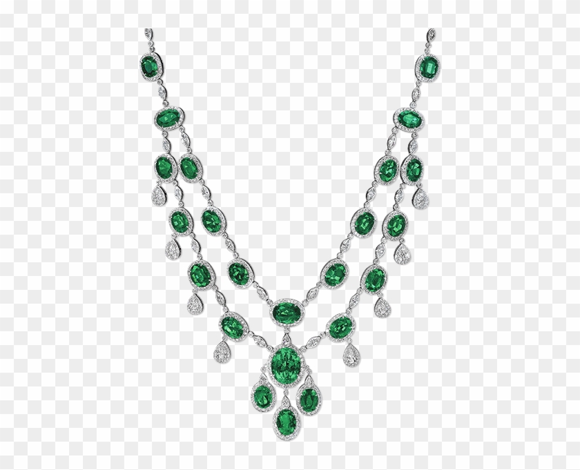 Emerald & Diamond Necklace - Necklace #1298960