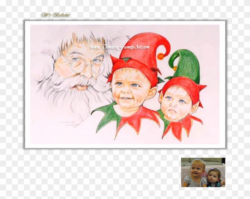 Santa And Elves Colored Pencil Drawing Mike Kitchens - Drawing #1298969