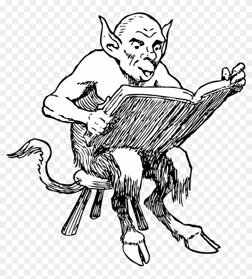 Lucifer Devil Satan Psychic Reading Clip Art - Devil Reading A Book #1299060