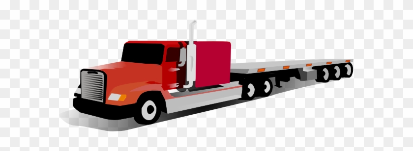 Clipart Of Trailer, Semi And Vehicles - Flatbed Truck #1299354