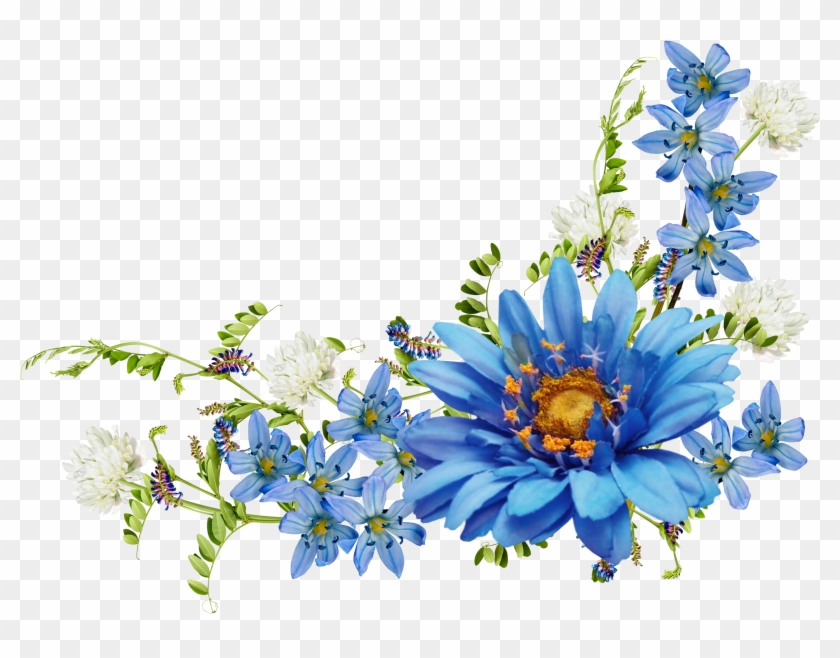 Flower Desktop Wallpaper Blue Wallpaper - Blue Flower Corner Border Png #1299542