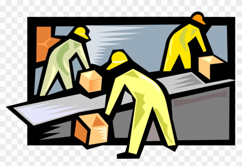 Vector Illustration Of Assembly Line Factory Workers - Productivity Examples #1299776