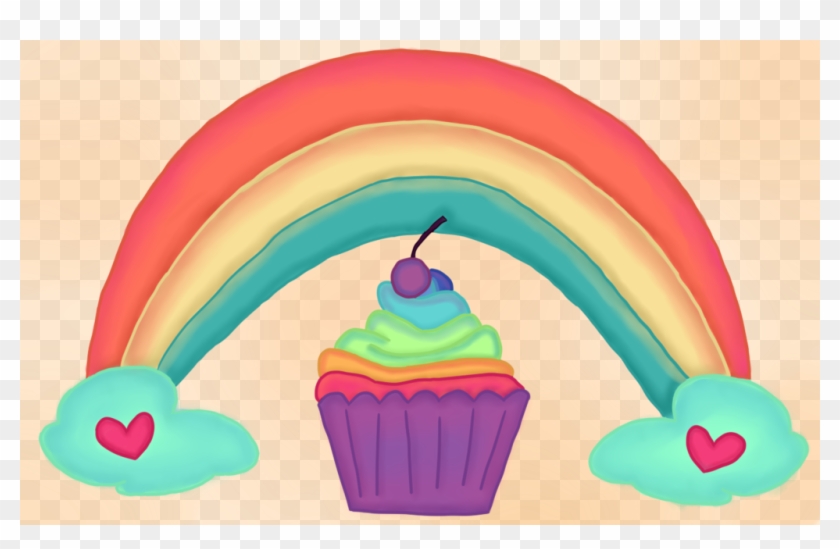 Rainbow Cupcake Cartoon #1300012