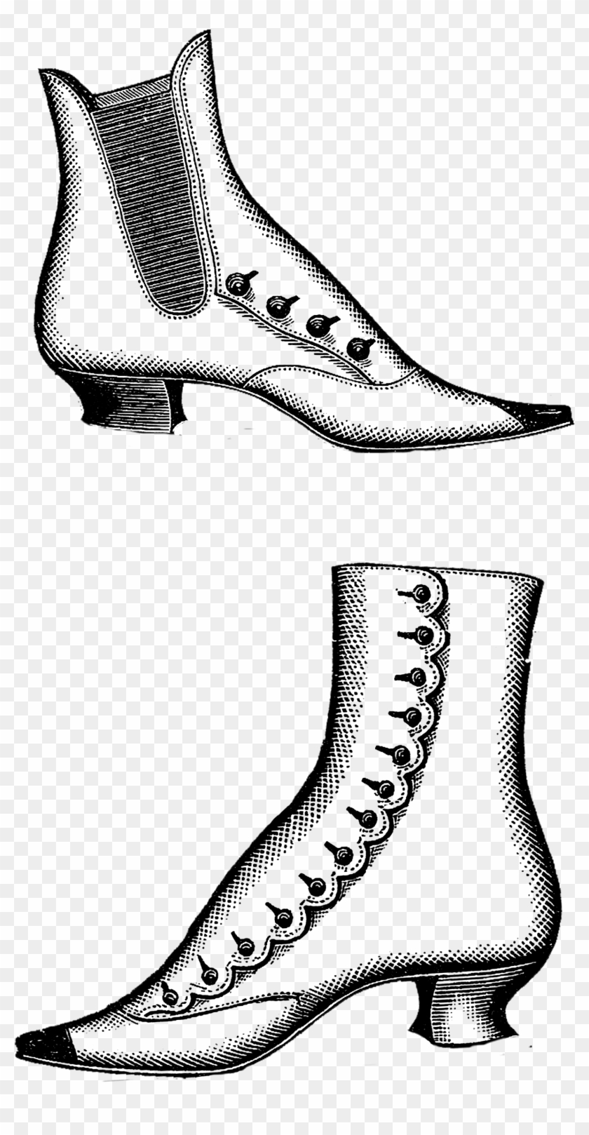0215 Women Victorian Era Boots Free Vintage Clip Art - Clip Art #1300355