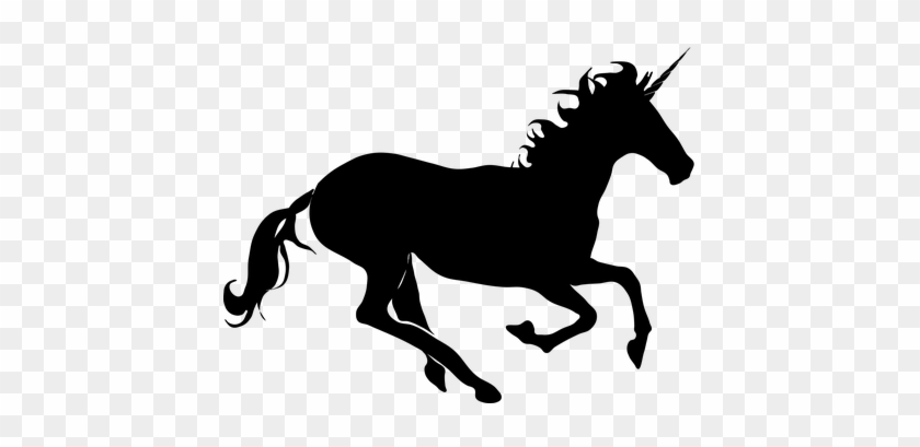 Tier Kreatur Fiktive Pferd Mythischen Silh - Unicorn Clipart Black White #1300372