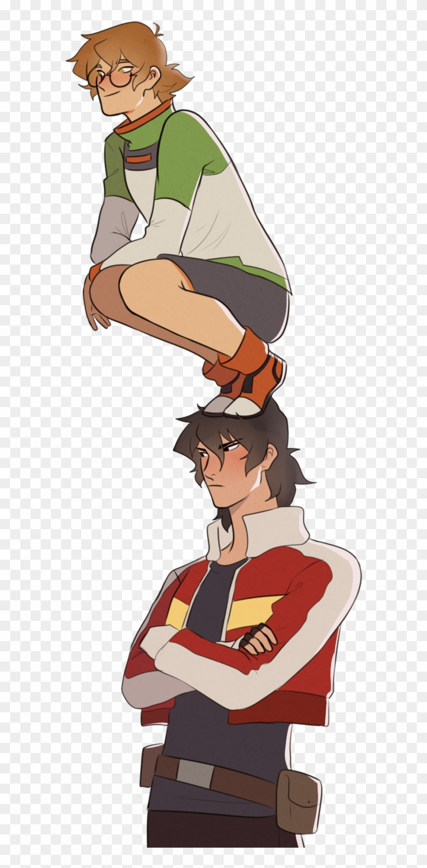 Pidge Perched On Keith's Head From Voltron Legendary - Cartoon #1300595