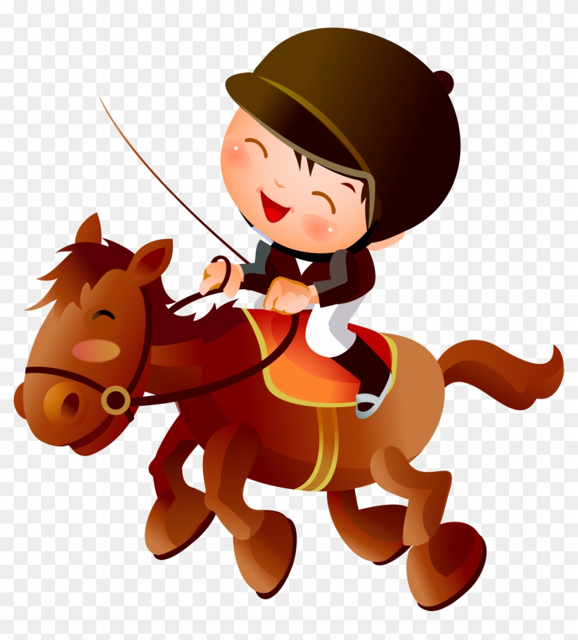 Caballo Ecuestre Dibujo De Dibujos Animados - Clipart Horse Riding Cartoon #1301201