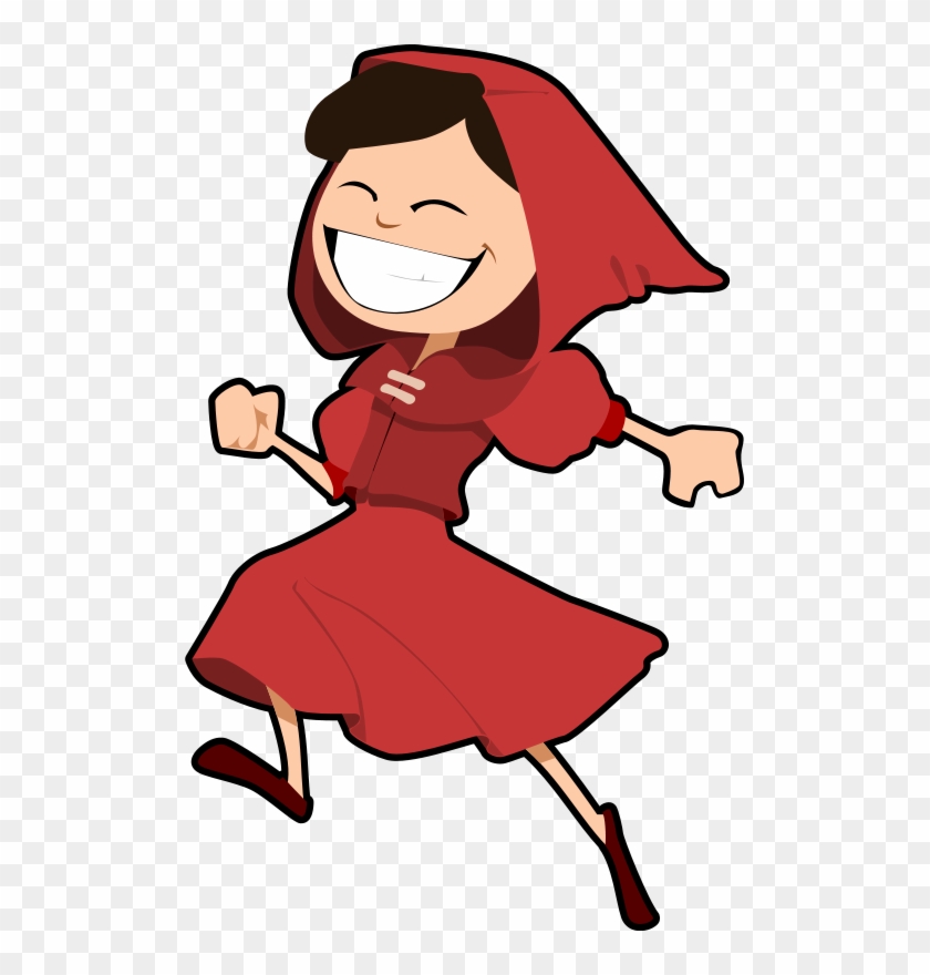 Free Happy Girl Dressed In Red Clip Art - Little Red Riding Hood Poem #1301345