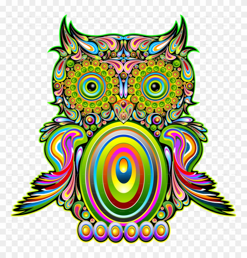 Owl Psychedelic Pop Art - Owl Psychedelic Art Design Canvas Print - Small #1301586