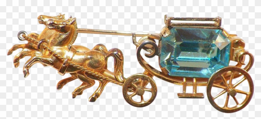 Vintage Italian Hand Crafted Horse And Carriage Pin - Carriage #1301611