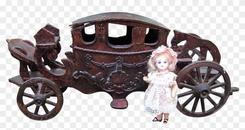 Antique Wood Doll Carriage For Mignonette Display - Cinderella Live Action Products #1301651