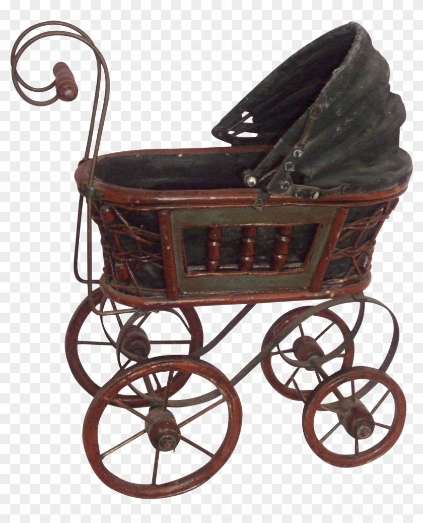Antique Doll Stroller For 8" - Baby Stroller Transparent Background #1301725