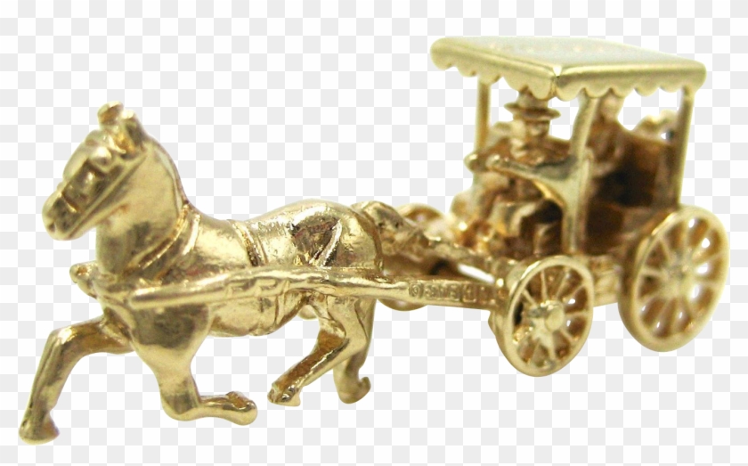 Vintage 9k Gold Bermuda Horse Drawn Carriage Travel - Horse And Buggy #1301746